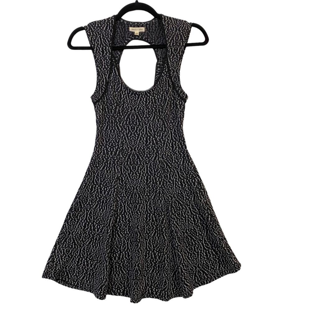 Silence + Noise Black Fit & Flare Keyhole Back Skater Dress Size Small